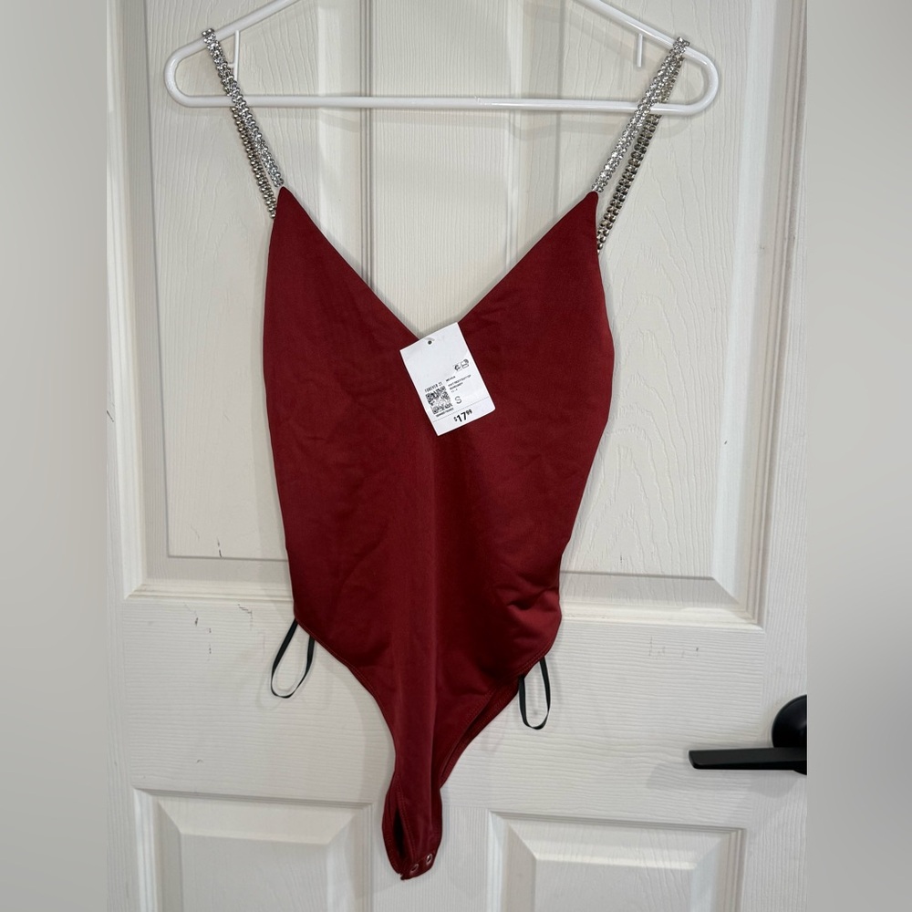 Forever 21 Wine Red V-Neck Bodysuit